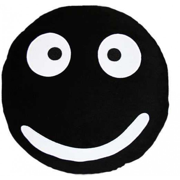 Soft Smiley Emoticon Black Round Cushion Pillow Stuffed Plush Toy Doll (Cute Baby)